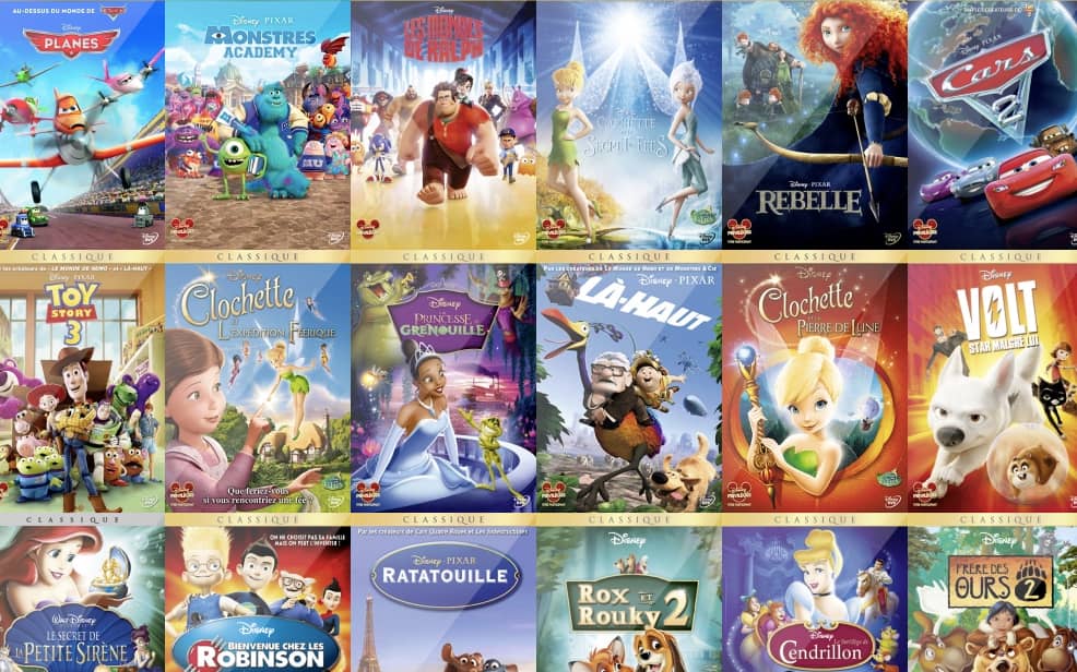 Illustration de films Disney en vidéo